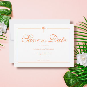 Elegante Palmen-Hochzeit im tropischen Stil Save The Date
