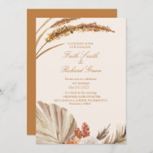 Elégante Pampas Gold Grass Wedding Invitations
