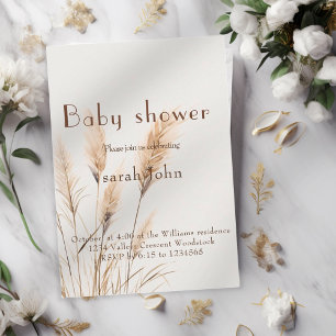 Elegante Pampas Grass Baby Dusche Einladung