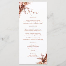 Elegante Pampas Grass Terracotta Wedding Menükarte