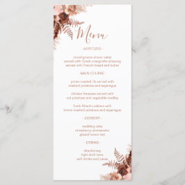 Elegante Pampas Grass Terracotta Wedding Menükarte