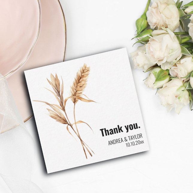 Elegante Pampas Grass Wedding Danke Karte Hinweis (Von Creator hochgeladen)