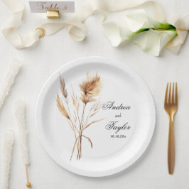 Elegante Pampas Grass Wedding Pappteller