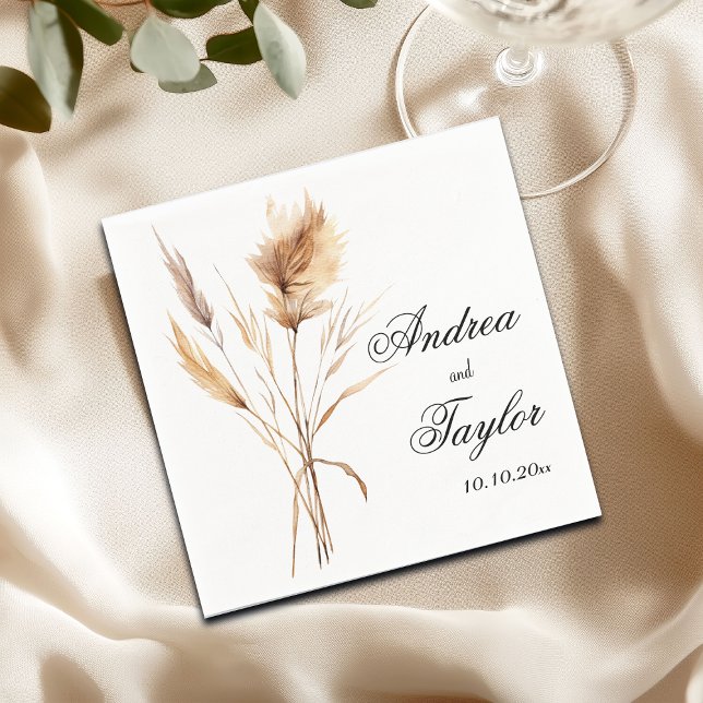 Elegante Pampas Grass Wedding Serviette (Von Creator hochgeladen)