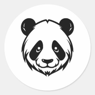 Elegante Panda-Silhouette in BW Runder Aufkleber