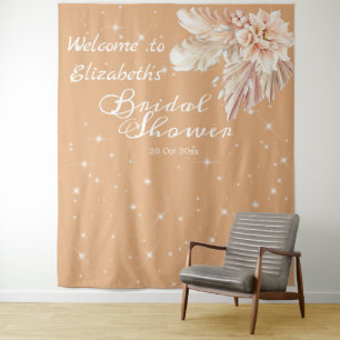 Elegante Papas Gras Brautparty Beige Floral Wandteppich