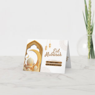 Elegante Papercut-Moschee und goldener Halbmond Dankeskarte