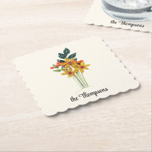 Elegante Papier-Blumenbouquet mit gewelltem Rand Untersetzer