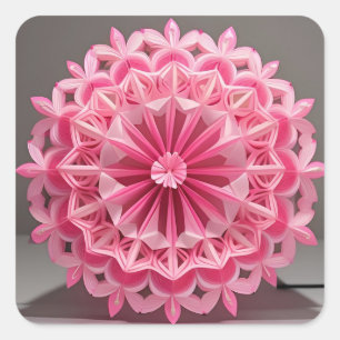 Elegante Papierkunst Blumenmuster – Weibliche Deko Quadratischer Aufkleber