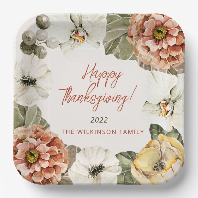 Elegante Papiertafel für den Erntedank im Herbst Pappteller (Vorderseite)