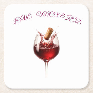 Elegante Papiertücher mit Wein-Spritzer "Love Unco Rechteckiger Pappuntersetzer