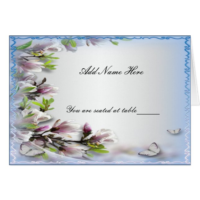 Elégante Papillon Floral Violet Table Place Card (Devant Horizontal)