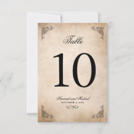 Elegante Parchment Wedding Tischnummer Card