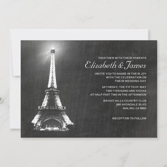 Elegante Paris-Hochzeits-Einladungen Einladung (Vorderseite)