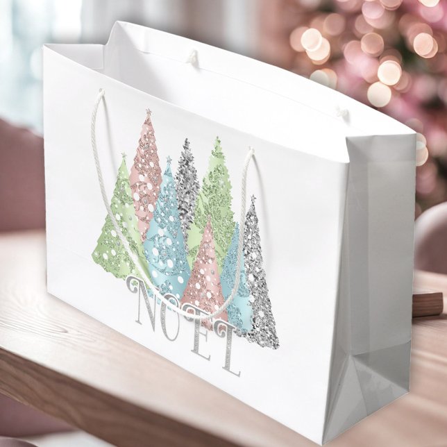 Elégante Parties scintillant Pastel Sac cadeau Arb (Elegant Pastel Glitter Christmas Tree Gift Bag)