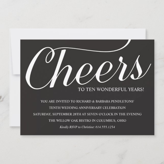 Elegante Party Einladung zum zehnten Hochzeitstag (Vorderseite)