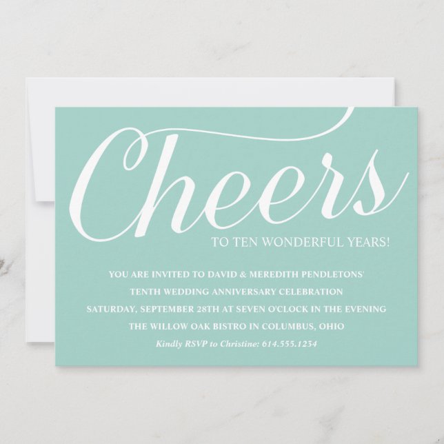 Elegante Party Einladung zum zehnten Hochzeitstag (Vorderseite)