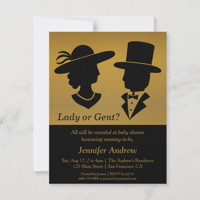 Elegante Party Einladungen Damen-Gent Gender (Vorderseite)
