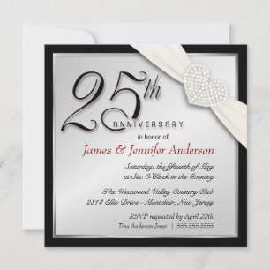 Elegante Party Einladungen zum 25. SilberJahrestag