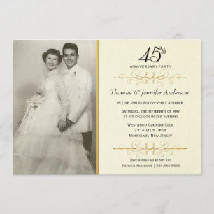 Elegante Party Einladungen zum 45. Hochzeitstag