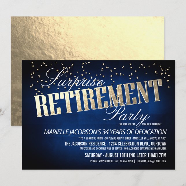 Elegante Party Einladungen zur Unternehmensruhesta (Vorne/Hinten)