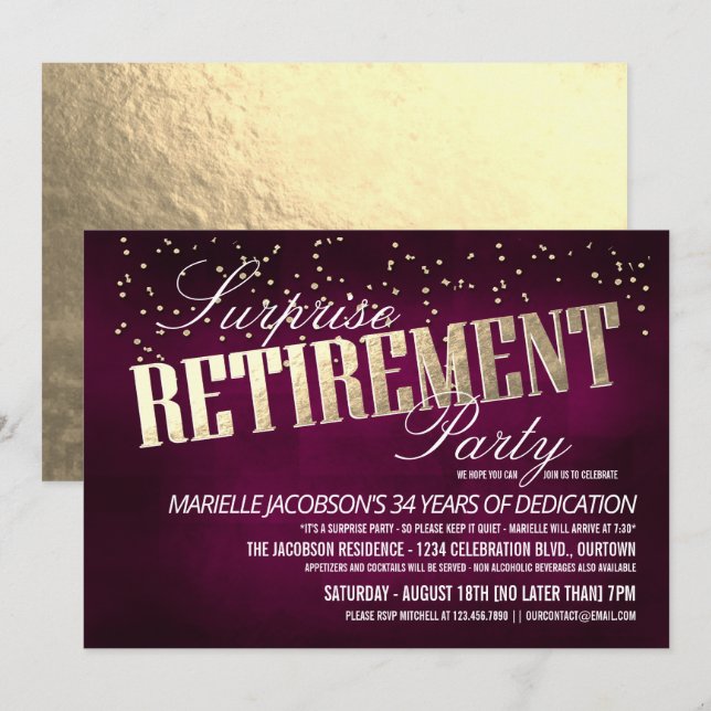 Elegante Party Einladungen zur Unternehmensruhesta (Vorne/Hinten)