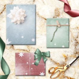 Elegante Pastel Abstrakt Star Muster Weihnachten Geschenkpapier Set