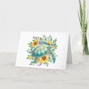 Elegante Pastel Aquarellmeerschildkröte - Karte