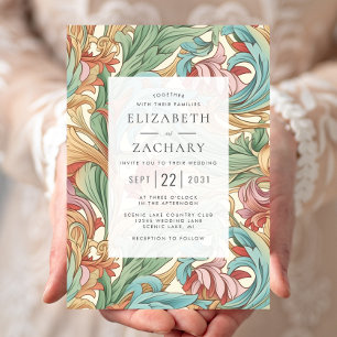 Elegante Pastel Art Nouveau Botanische Hochzeit Einladung