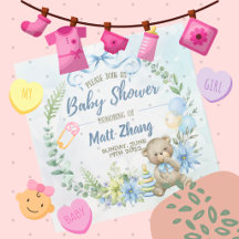 Elegante Pastel Blue and White Baby Shower