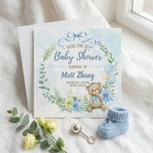 Elegante Pastel Blue and White Baby Shower
