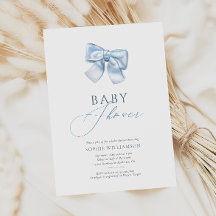 Elegante Pastel Blue Coquette Bow Baby Shower