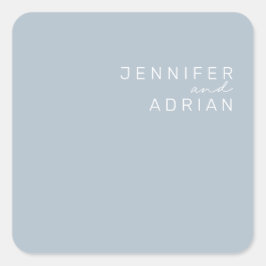 Elegante Pastel Blue Minimal Moderne Umschlag Aufk Quadratischer Aufkleber