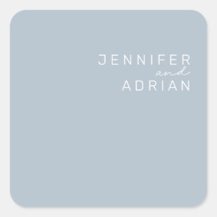Elegante Pastel Blue Minimal Moderne Umschlag Aufk Quadratischer Aufkleber