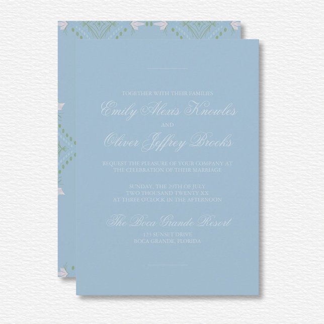 Elegante Pastel Blue Tone auf Tone Diamond Wedding Einladung (Von Creator hochgeladen)