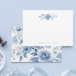 Elegante Pastel Blue Watercolor Rose Mitteilungskarte