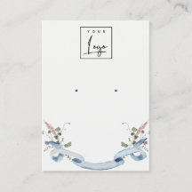 Elegante Pastel Blue Wildblume Ribbon Logo Ohrring