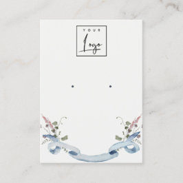 Elegante Pastel Blue Wildblume Ribbon Logo Ohrring Visitenkarte