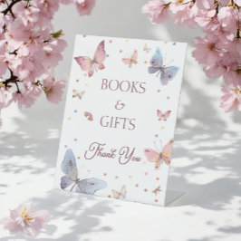 Elegante Pastel Butterfly Bücher und Geschenke Zei Sockelschild