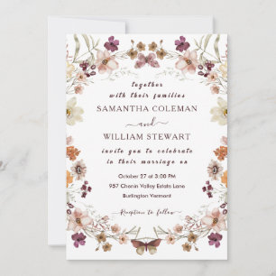 Elegante Pastel Chic Boho Wildblume Theme Wedding Einladung