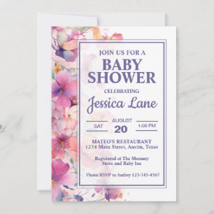 Elegante Pastel Floral Baby Shower Einladung