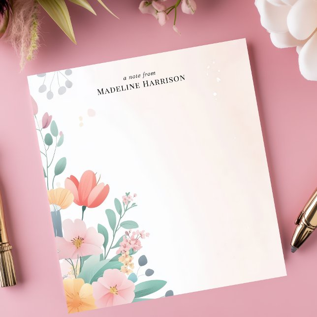 Elegante Pastel Floral Bouquet Personalisierter Na Notizblock (Von Creator hochgeladen)
