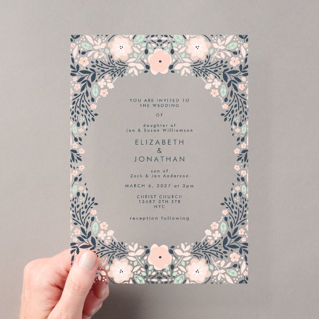 Elegante Pastel Floral Wedding Acryleinladungen (Insitu (Handheld))