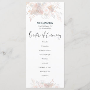 Elegante Pastel Florals Blush Gray Script Wedding Programm