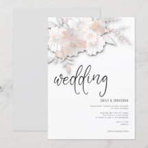 Elegante Pastel Florals Peach Blush Gray Wedding