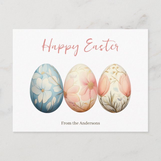 Elegante Pastel Frühlingsbrasse Ostereier Feiertagspostkarte (Vorderseite)