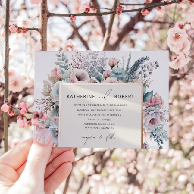 Elegante Pastel Garden Hochzeit der Blumen Folieneinladung (Von Creator hochgeladen)