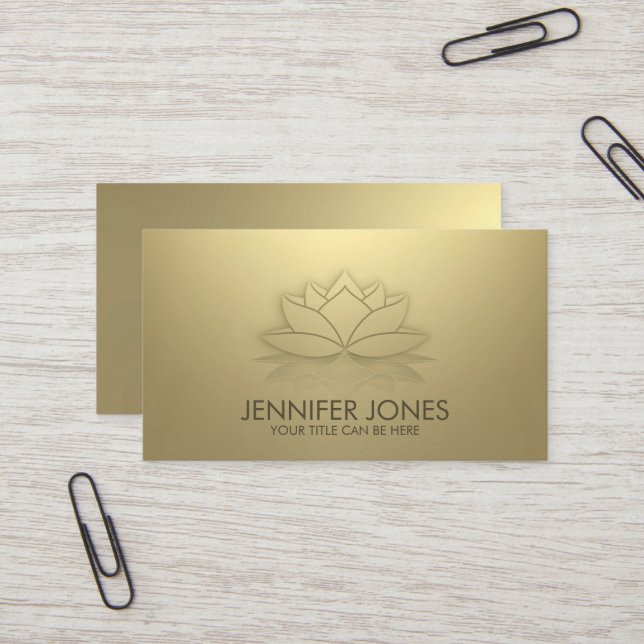 Elegante Pastel Gold Lotus Blume Visitenkarte (Vorderseite/Rückseite Beispiel)