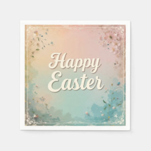 Elegante Pastel Happy Oaster Wasserfarben Serviette