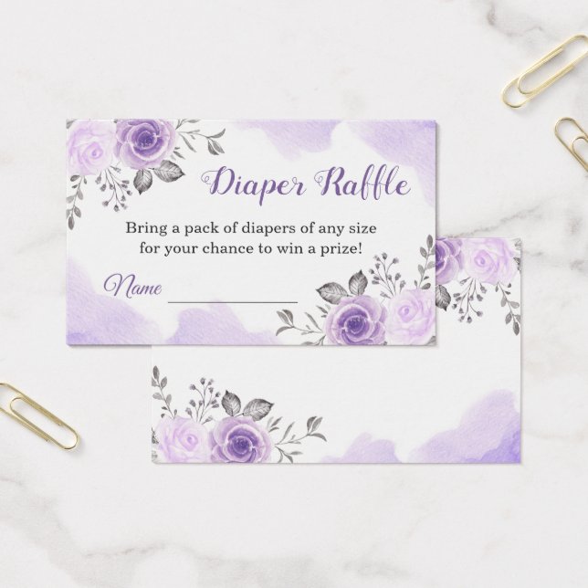 Elegante Pastel Lila Floral Diaper Raffle Tickets (Büro)